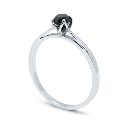 Fekete gyémánt gyűrű - fehérarany - 4-4,5mm