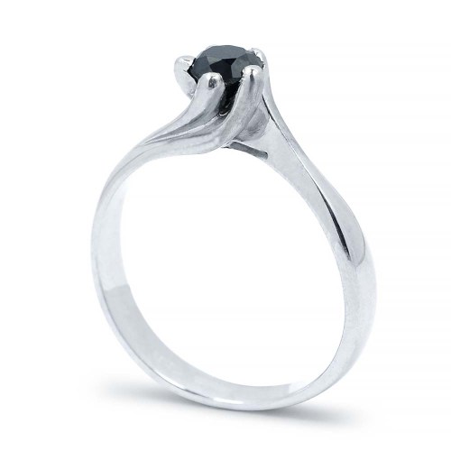 Fekete gyémánt eljegyzési gyűrű - 4,5mm - ívelt