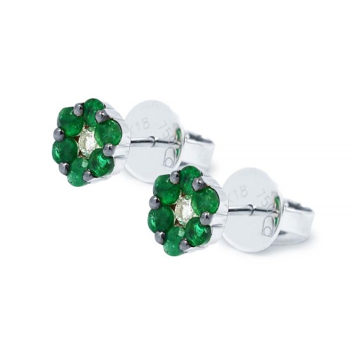 Smaragd fülbevaló gyémántokkal - Kamilla