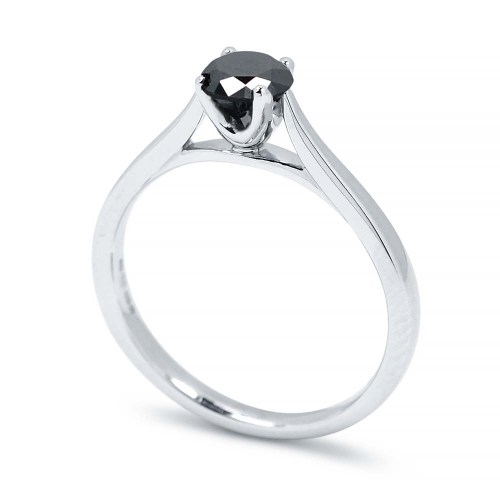 Fekete gyémánt eljegyzési gyűrű - 4-4,5mm - kelyhes