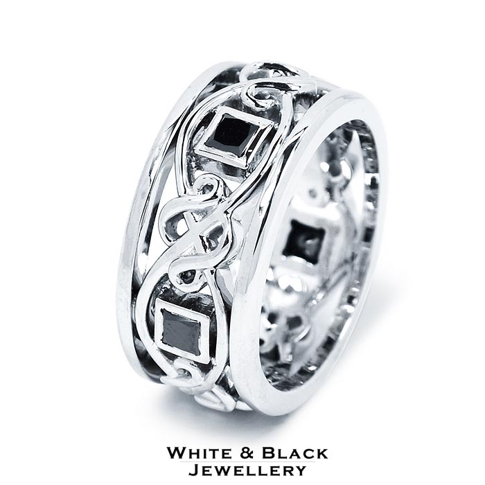Fekete princess gyémánt köves férfi gyűrű