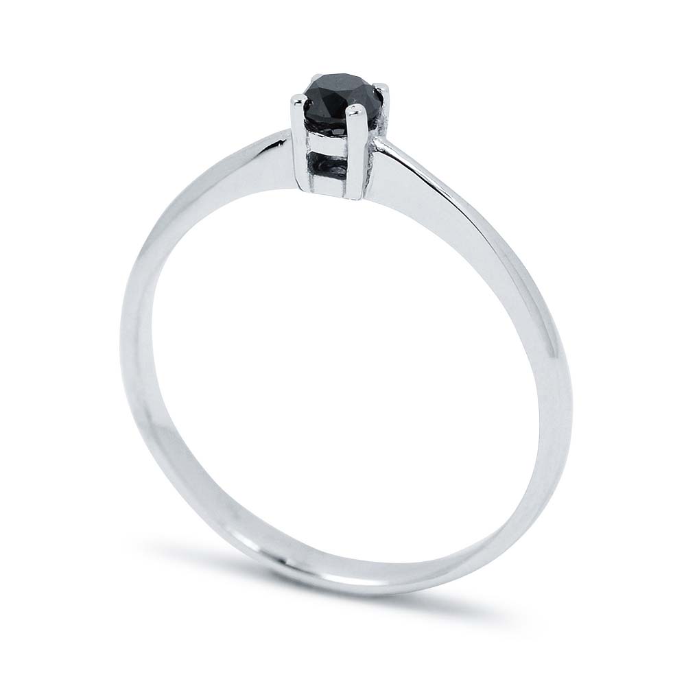 Fekete gyémánt gyűrű - négy karmos - 3-3,5mm
