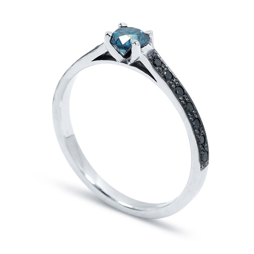 Briliáns eljegyzési gyűrű - 0,3ct kék gyémánt