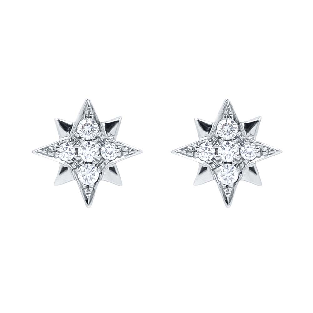 Gyémánt fülbevaló - 18K fehérarany - Sarkcsillag