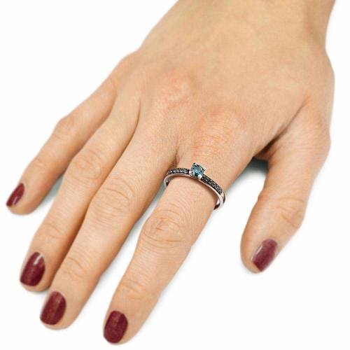 Briliáns eljegyzési gyűrű - 0,3ct kék gyémánt