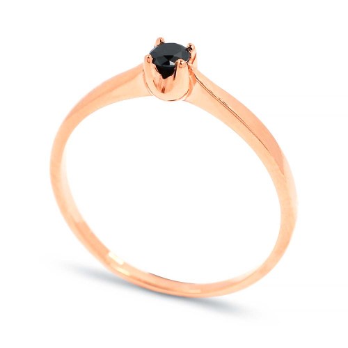 Eljegyzési gyűrű 3,0mm fekete gyémánttal - rosegold