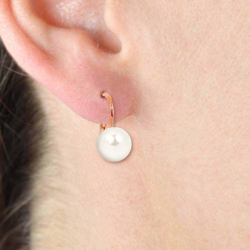 Gyöngy fülbevaló - rosegold - kapcsos