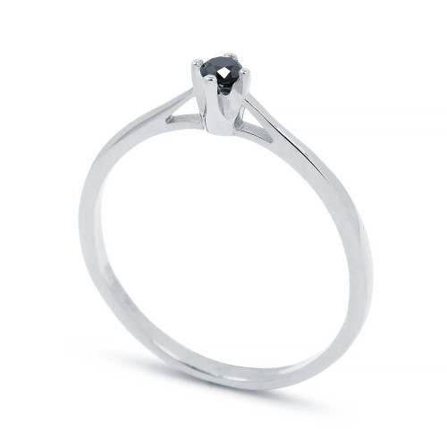 Fekete gyémánt gyűrű, fehérarany - 2,5mm