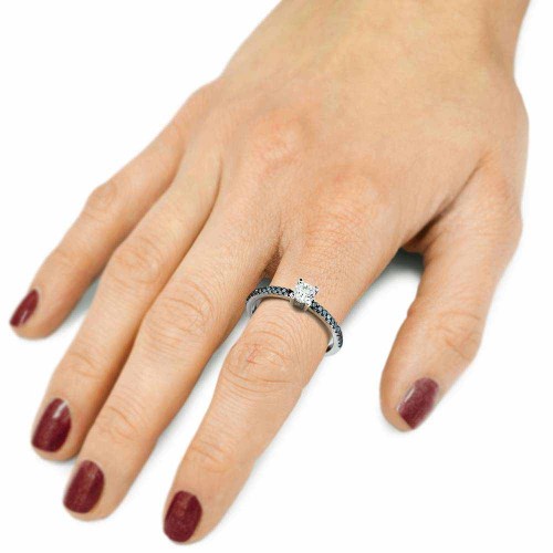 Fekete gyémánt eljegyzési gyűrű - 0,4-0,5ct