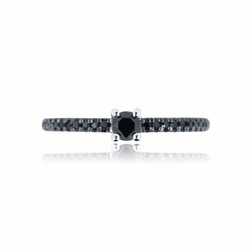 Fekete gyémánt eljegyzési gyűrű - 0,3-0,35ct