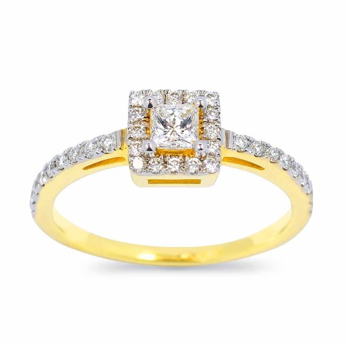 Princess gyémánt eljegyzési gyűrű - 0,5ct