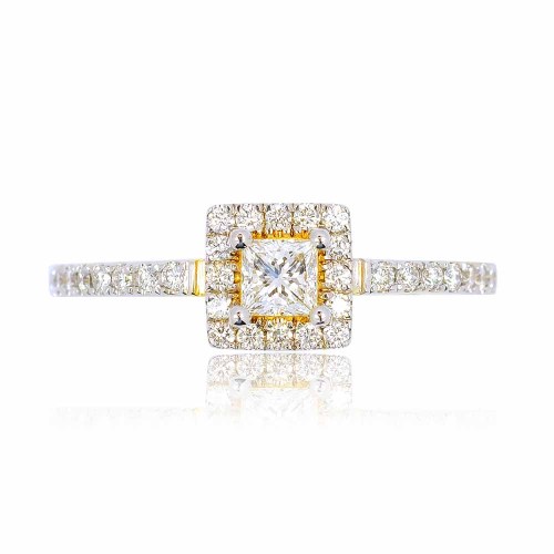 Princess gyémánt eljegyzési gyűrű - 0,5ct
