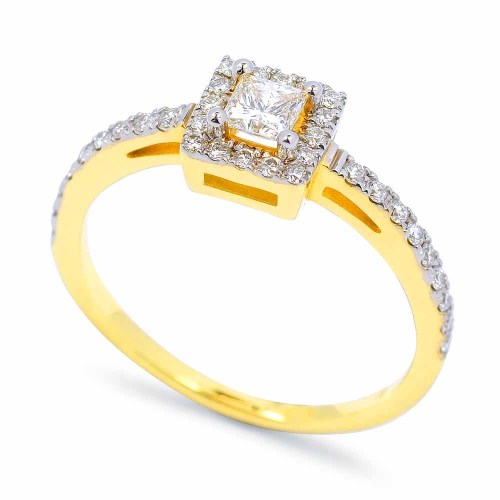 Princess gyémánt eljegyzési gyűrű - 0,5ct