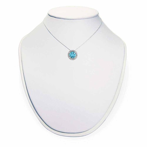 Topáz halo medál gyémántokkal, fehérarany