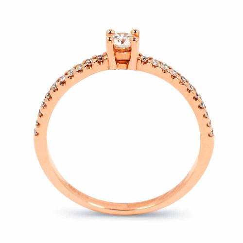 Briliáns eljegyzési gyűrű, 14K rose arany - 23kő