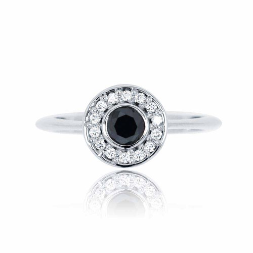 Fekete és fehér gyémánt eljegyzési gyűrű - Isola