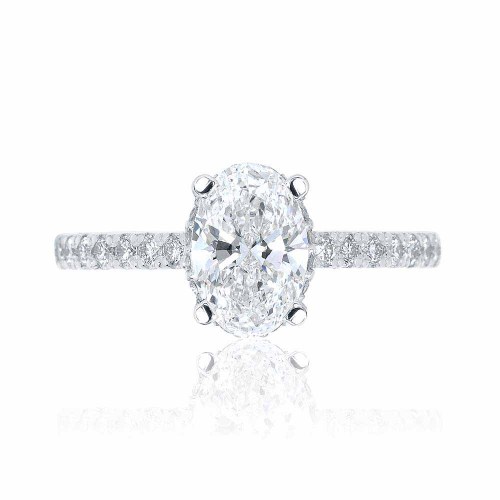 Ovális gyémánt gyűrű - 1,4 karát - Hidden halo