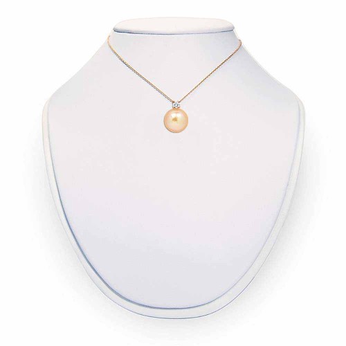 Igazgyöngy medál gyémánttal - 8,5mm - barack