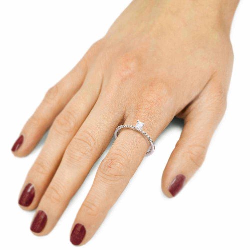 Gyémánt eljegyzési gyűrű - emerald cut - Celeste