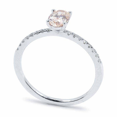 Rózsaszín gyémánt gyűrű - 0,66 karát - Ovális