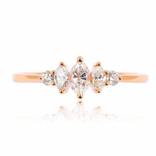 Marquise gyémánt eljegyzési gyűrű - rosegold
