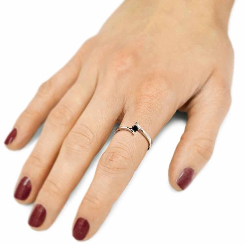 Íves fekete gyémánt gyűrű, 2,7mm