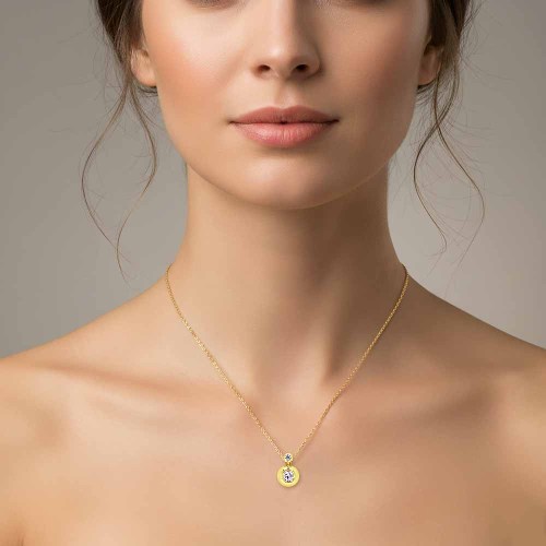 Dupla buton gyémánt nyaklánc - arany