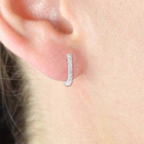 Gyémánt fülbevaló, 0,14ct, fehérarany - Huggy