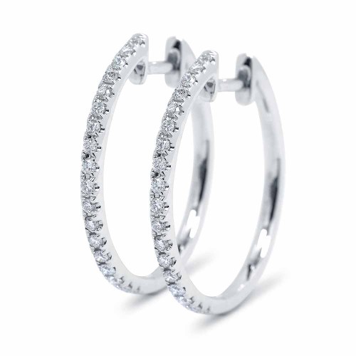 Karika gyémánt fülbevaló, 18K - 0,3ct