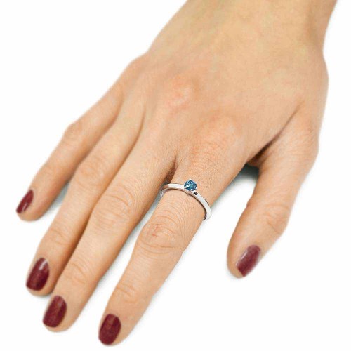 Kék gyémántgyűrű eljegyzéshez - fehérarany - 4-4,5mm