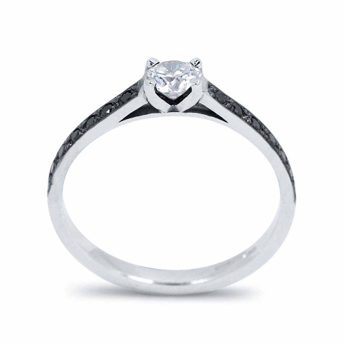 Briliáns eljegyzési gyűrű - 0,3ct fehér és fekete