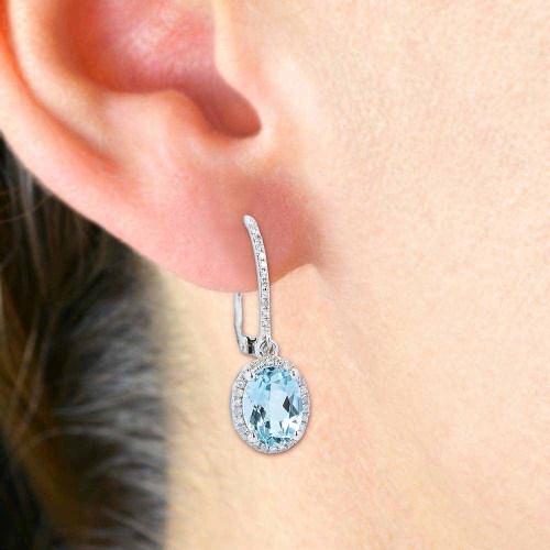 Akvamarin és Gyémánt fülbevaló - Anne
