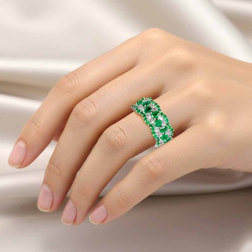 Gyémánt és smaragd gyűrű - Eternelle