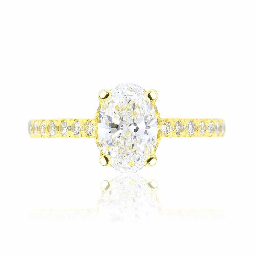 Hidden halo gyémánt gyűrű - 1,4 karát - Ovális