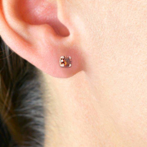 Gyémánt fülbevaló - 3,5mm - konyak