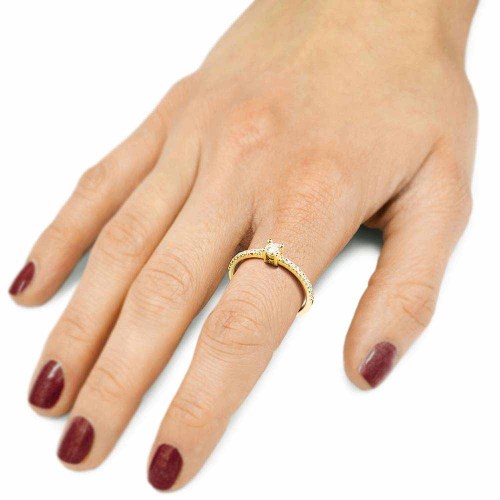 Briliáns eljegyzési gyűrű, 14K arany - 0,4-0,5ct