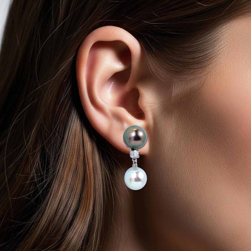 Tahiti és akoya gyöngy fülbevaló