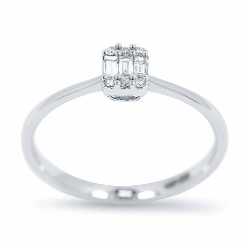 Baguette gyémánt eljegyzési gyűrű - 0,13 karát