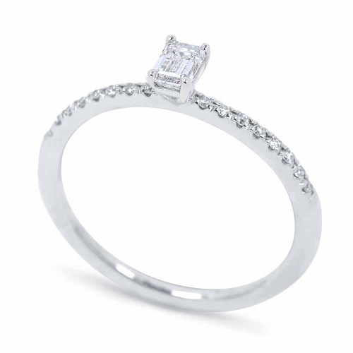 Gyémánt eljegyzési gyűrű - emerald cut - Celeste
