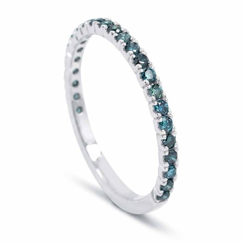 Körbe köves kék gyémánt gyűrű, fehérarany - 1,5mm