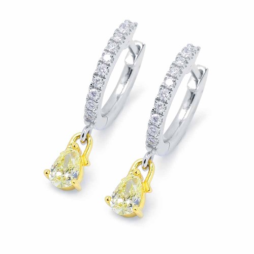 Gyémánt fülbevaló - Sárga csepp