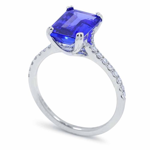 Gyémánt és tanzanit köves gyűrű - Indigo