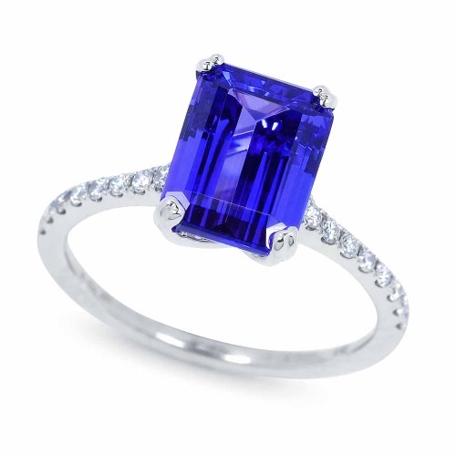 Gyémánt és tanzanit köves gyűrű - Indigo