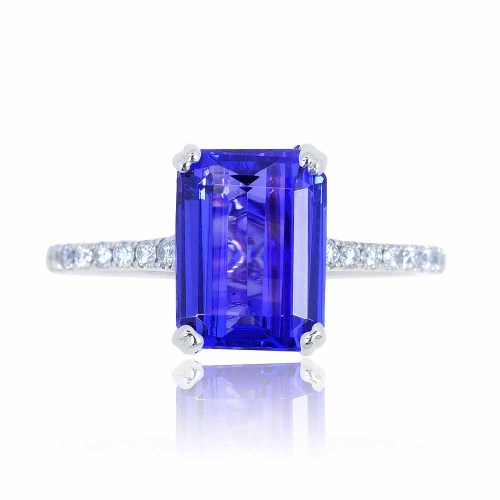 Gyémánt és tanzanit köves gyűrű - Indigo
