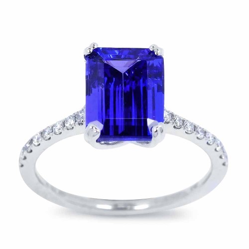 Gyémánt és tanzanit köves gyűrű - Indigo