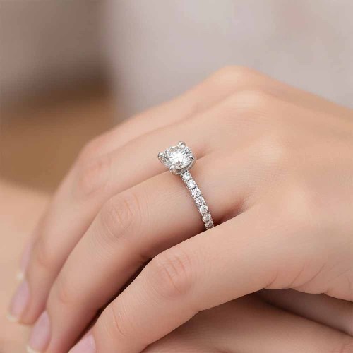 Gyémánt eljegyzési gyűrű - 1,3 karát - négykarmos