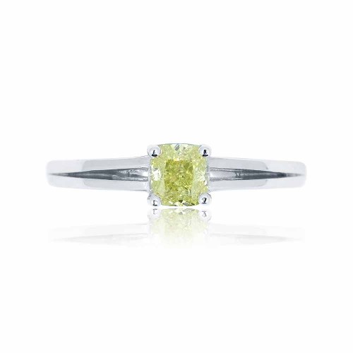 Sárga cushion gyémánt gyűrű - 0,5ct