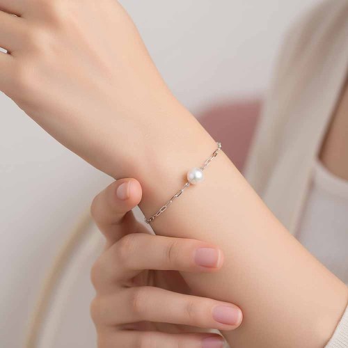 Igazgyöngy karlánc - fehérarany - láncszem