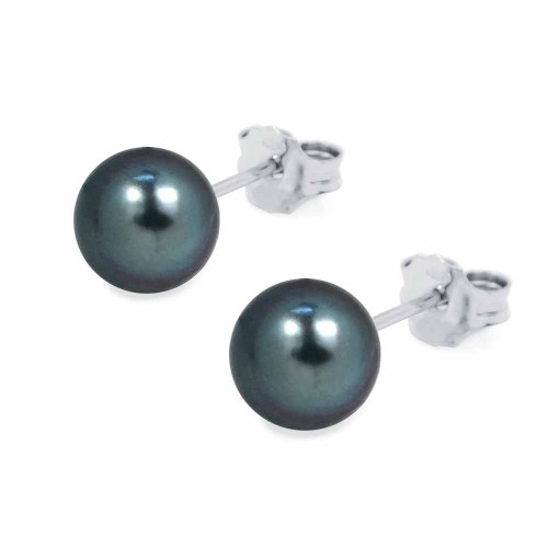 Gyöngy fülbevaló - 6-6,5mm - sötét