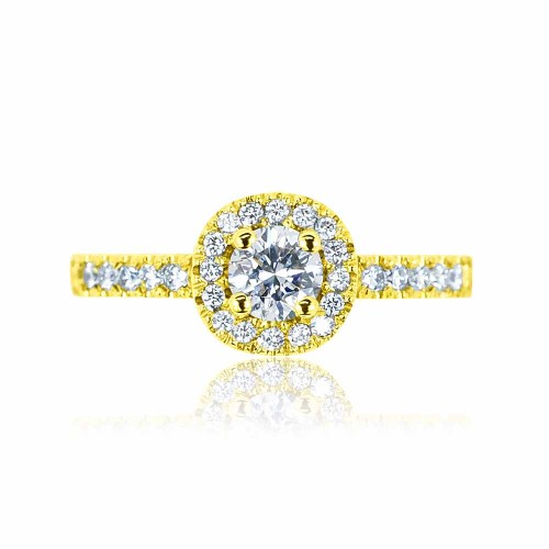 Gyémánt eljegyzési gyűrű, arany - 0,5-0,6ct - Halo